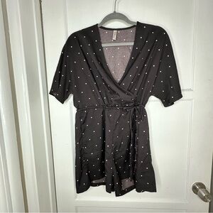 Black Polka Dot Wrap Dress